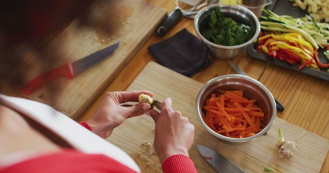 Person Preparing Fresh Vegetables and Ginger in Kitchen - Download Free Stock Images Pikwizard.com