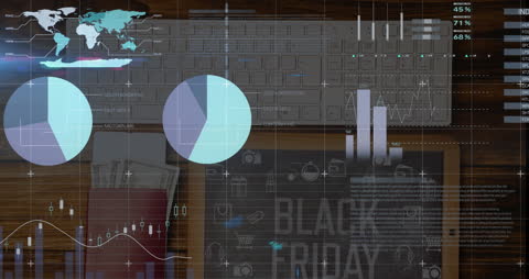 Financial Data Processing Amid Desk Accessories and Global Concept