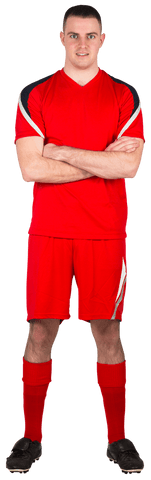 Transparent Smiling Football Player in Red Team Sportswear - Download Free Stock Videos Pikwizard.com