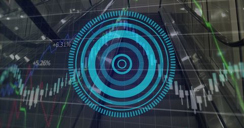 Abstract financial data overlay with technological interface