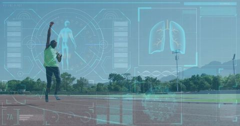 Athlete Closing Race While Monitoring Performance with Technology