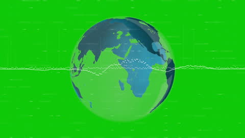 Digital Globe with Data Nodes on Green Background