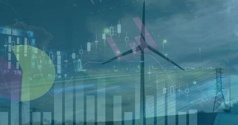 Futuristic Renewable Energy and Data Analysis Concept