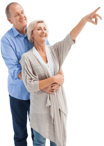 Smiling Mature Couple Embracing with Positive Expression