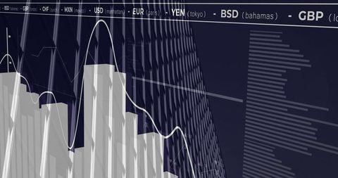 Abstract Financial Graph Analysis Global Currencies Overlay