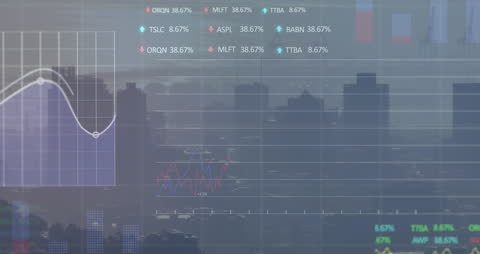 Digital Financial Graph Interface Over Modern Cityscape