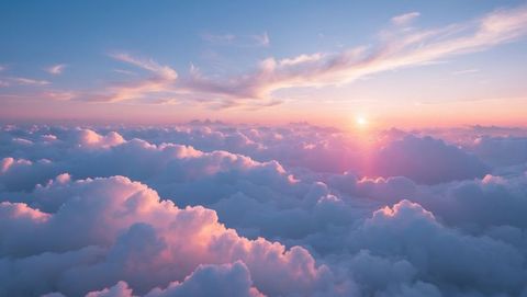 Pastel Sunrise Over High-Altitude Clouds with Soft Cirrus Streaks - Download Free Stock Images Pikwizard.com