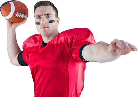 Transparent confident football quarterback preparing to throw