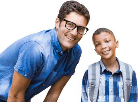 Transparent Smiling Male Teacher with Young Student