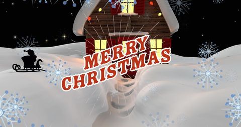 Festive christmas scene with snow and santa