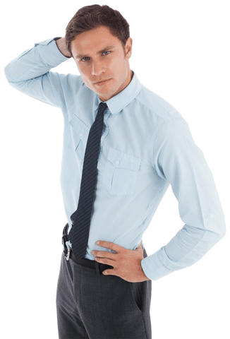 Confident Businessman Standing Pose on Transparent Background