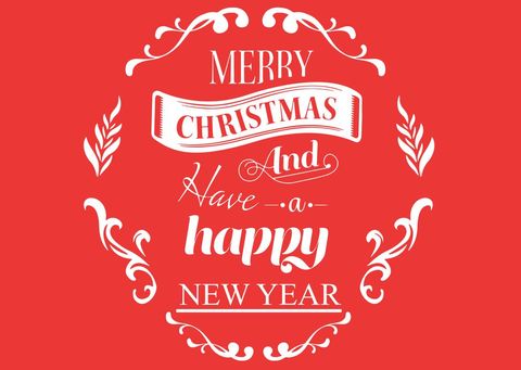 festive christmas and new year greeting card design on red - Download Free Stock Templates Pikwizard.com