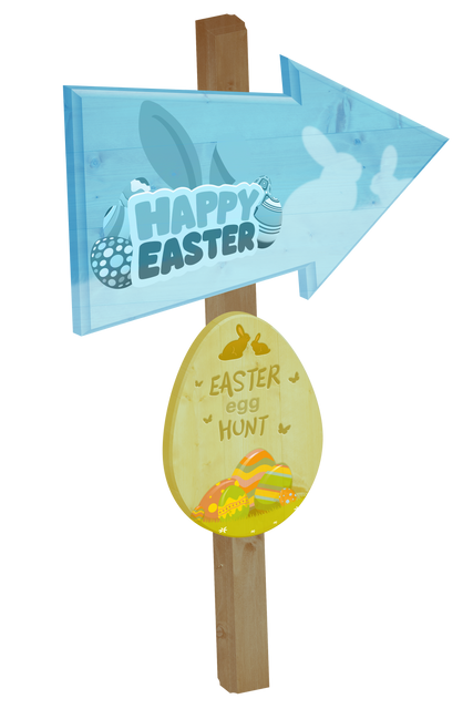 Transparent Easter Egg Hunt Wooden Sign with Arrows Pointing Direction - Download Free Stock Videos Pikwizard.com