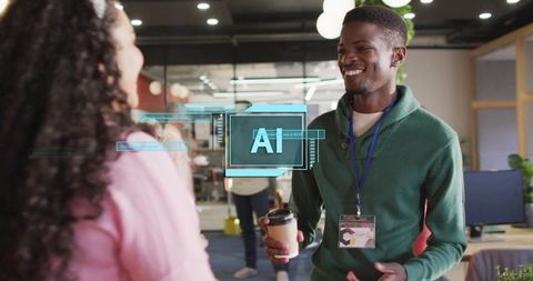 AI-driven Business Meeting in Modern Office Environment