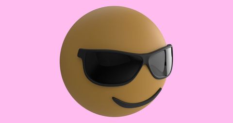 Trendy Emoji with Sunglasses Against Pink Confetti Background - Download Free Stock Images Pikwizard.com