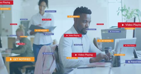 Business Professionals Navigating Digital Social Media Landscape