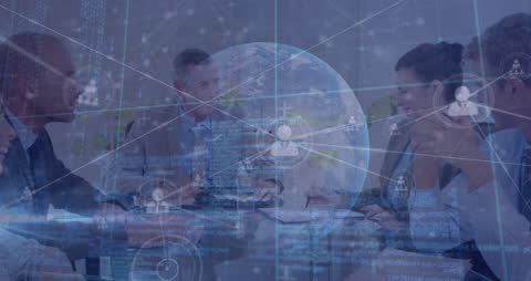 Global Business Meeting with Network Connections Overlay