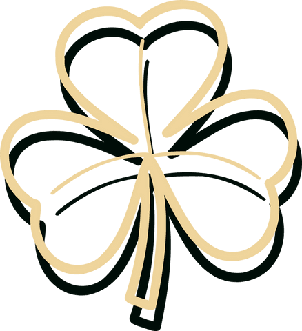 Transparent minimalist four-leaf clover with shadow