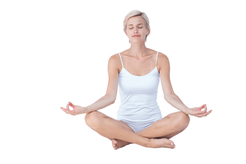 Serene Woman Meditating in Transparent Background