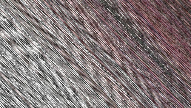 Diagonal glitch striped texture showing dense grayscale lines with soft iridescent streaks