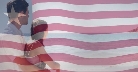 Couple Embracing on Beach with Overlay of Liberia Flag - Download Free Stock Images Pikwizard.com