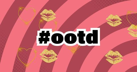 Fashion OOTD with Glitter Lips and Heart Icons