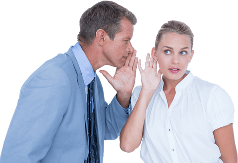 Businessman Whispering Secret to Businesswoman on Transparent Background - Download Free Stock Videos Pikwizard.com