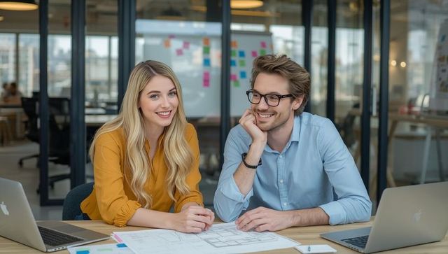Collaborative Professionals Discussing Designs in Modern Office