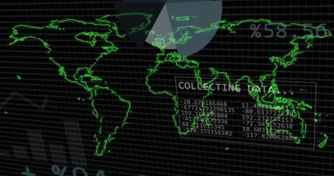 Neon Green World Map Dashboard Visualizing Global Data Streams and Geospatial Metrics