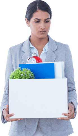 transparent background fired businesswoman holding belongings box - Download Free Stock Videos Pikwizard.com