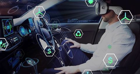 Futuristic Virtual Reality and Digital Interface in Car Cabin