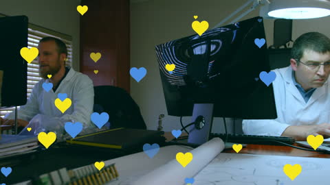 Innovative Office Environment with Computer Engineers and Creative Design