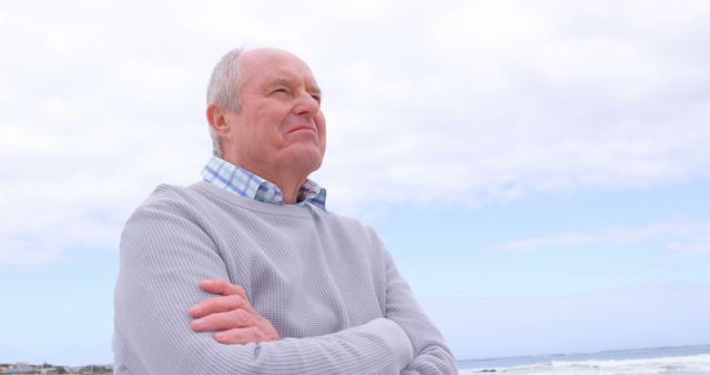 Senior Man Enjoying Ocean View on a Sunny Day - Download Free Stock Images Pikwizard.com