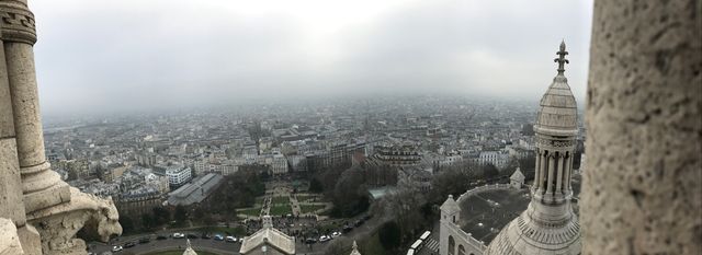 Panoramic View Paris From Basilique du Sacré-Cœur Misty Day - Download Free Stock Photos Pikwizard.com