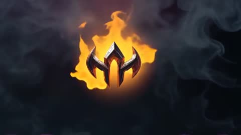 FIery Metallic Emblem with Rising Smoke