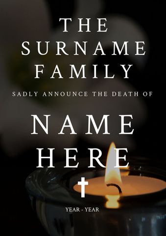 candle lit remembrance funeral announcement design - Download Free Stock Templates Pikwizard.com