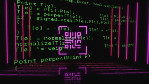 Futuristic QR Code Overlayer in Digital Coding Environment