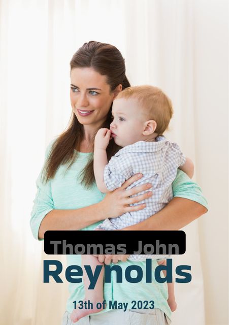 Composition of thomas john reynolds text with birth date over caucasian mother and baby - Download Free Stock Videos Pikwizard.com