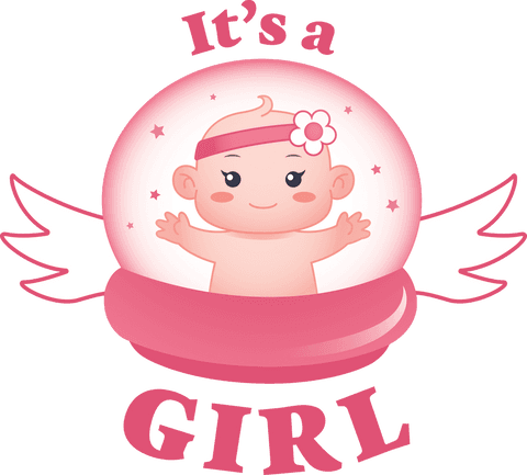 Transparent 'It's a Girl' Newborn Announcement Design