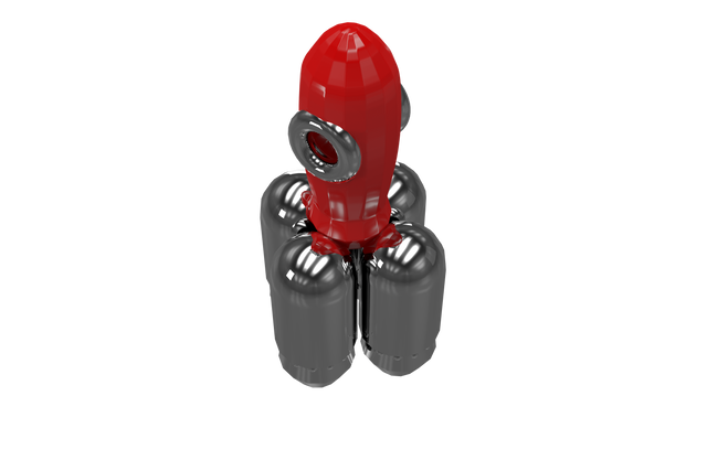 High angle view of transparent red toy rocket with spaceship design - Download Free Stock Videos Pikwizard.com