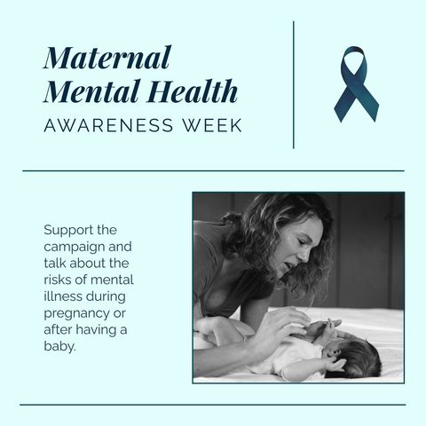 Maternal Mental Health Awareness Campaign with Caring Mother and Infant