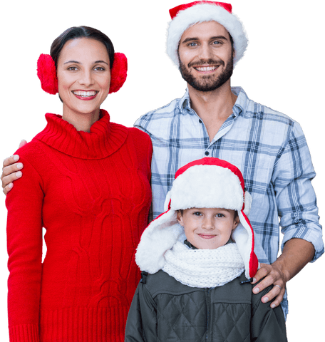 Transparent Happy Family Christmas Outfit Winter Shopping