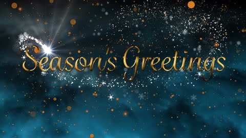 Season's Greetings with Sparkling Snowfall and Dark Background