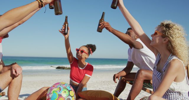 Group of Diverse Friends Enjoying Beach with Beer on Summer Vacation - Download Free Stock Images Pikwizard.com