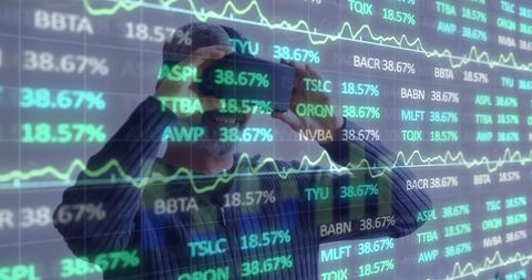 Financial Data and Virtual Reality Technology Concept