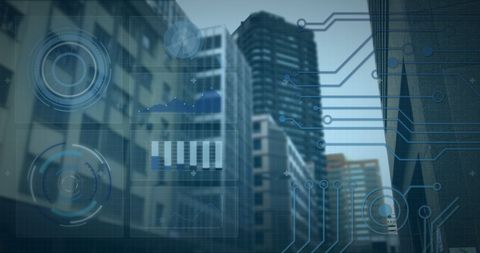 Futuristic Data Interface with City Skyline - Download Free Stock Images Pikwizard.com