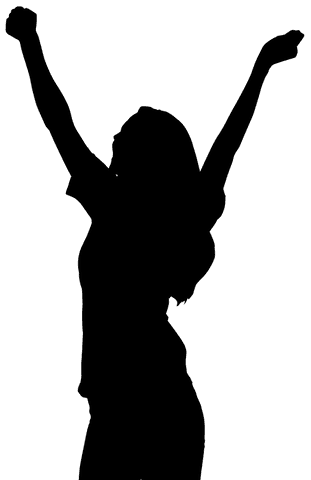 silhouette of cheering female raising arms in transparent background - Download Free Stock Videos Pikwizard.com