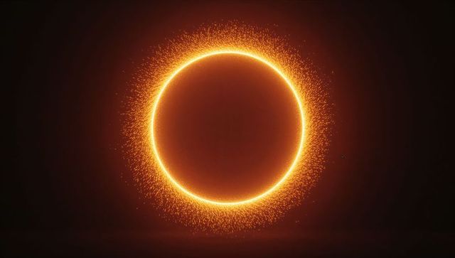 Cosmic Glow Particle Ring with Radiant Fiery Halo