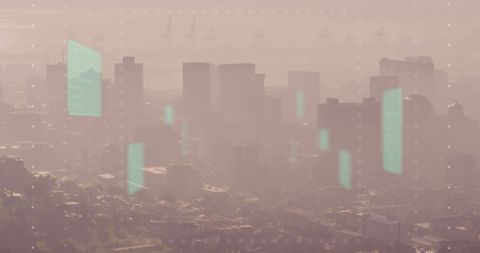 Futuristic Data Processing Over Urban Skyline at Dusk - Download Free Stock Images Pikwizard.com