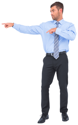 Transparent Businessman Pointing Confidently in Blue Shirt - Download Free Stock Videos Pikwizard.com
